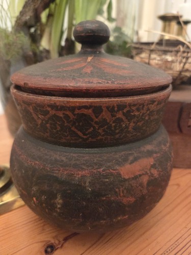 Antik holzdose gefasst - antik,