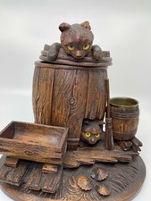 Geschnitzt Katzen Holz Dose