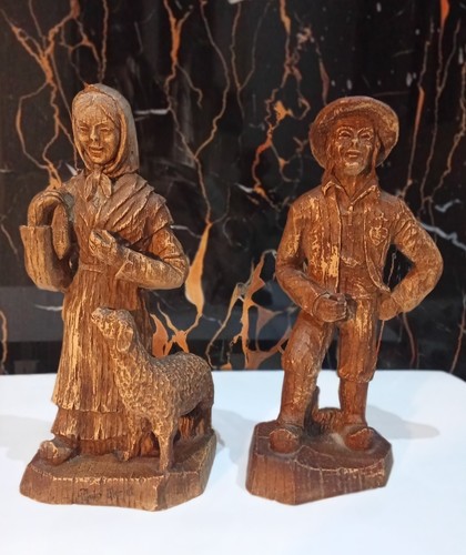 Paar geschnitzte holzfiguren - geschnitzte,